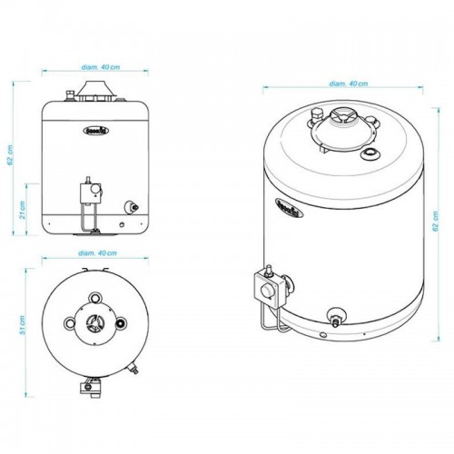 Imagen miniatura Termotanque Escorial Termo 45 Lts Multigas Conexión Superior