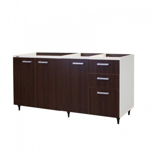 Imagen miniatura Bajo Mesada Platinum 3007 1.60 M 3 Puertas 3 Cajones Blanco Con Tabaco