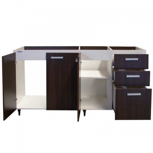 Imagen miniatura Bajo Mesada Platinum 3007 1.60 M 3 Puertas 3 Cajones Blanco Con Tabaco