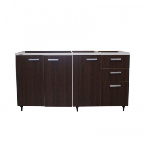 Bajo Mesada Platinum 3007 1.60 M 3 Puertas 3 Cajones Blanco Con Tabaco