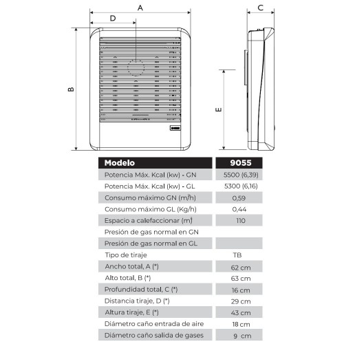 Imagen miniatura Calefactor Tiro Balanceado Emege Patagonia 9055 5500 Cal Mg