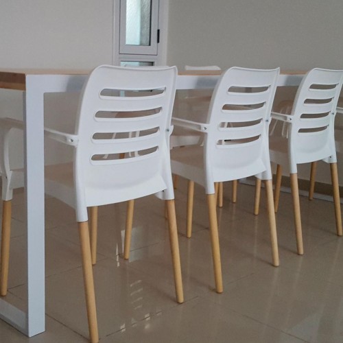 Imagen miniatura Silla De Diseño Comedor Sit Mobili 333 Ambar Patas Madera Blanca