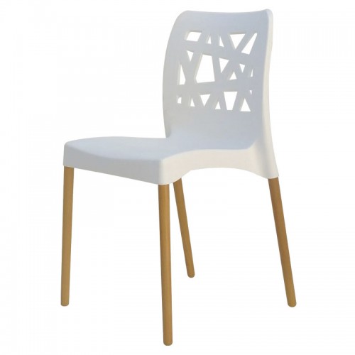Silla De Diseño Comedor Sit Mobili 323 Franca Patas Madera Blanca