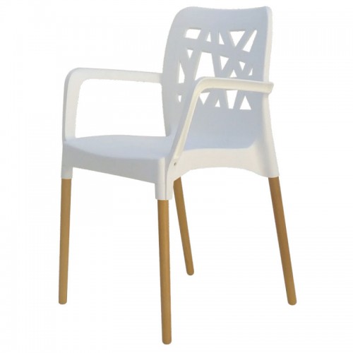 Sillón De Diseño Comedor Sit Mobili 353 Franca Patas Madera Blanca
