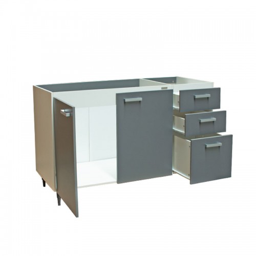 Imagen miniatura Bajo Mesada Platinum 3006 1.40 Mts Blanco Con Gris Grafito