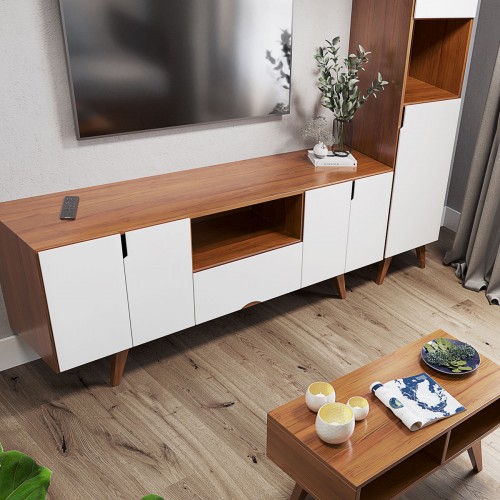 Imagen miniatura Rack De Tv Inmacol 150 Escandinavo 180x60x42 Castaño Y Gris