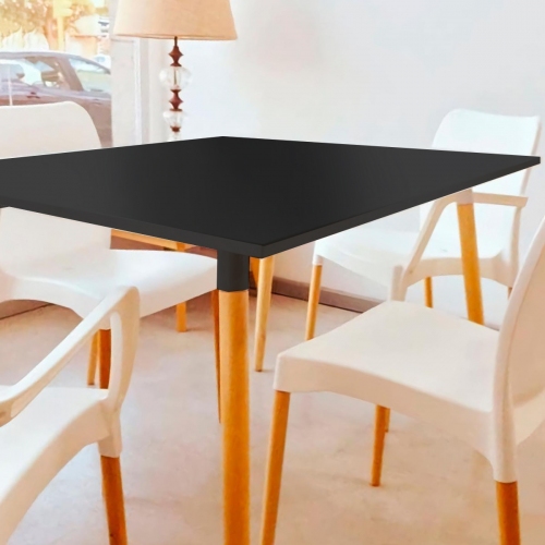 Imagen miniatura Mesa De Comedor Sit Mobili Kaunas 1.20m Pvc Negra Patas Madera