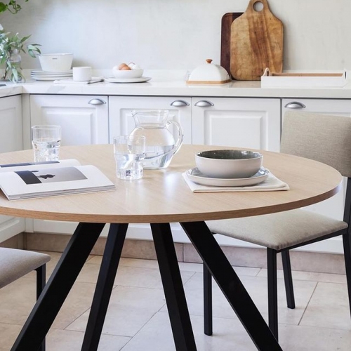 Imagen miniatura Mesa De Comedor Sil-car Nilo 110x110 Roble Ca&ntilde;o 60x30 Negro Mate