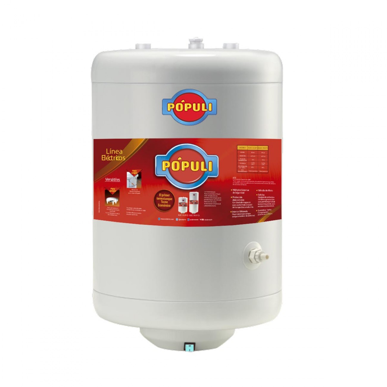 Imagen Termotanque Eléctrico Ecotermo Pópuli Elec53 C/sup 49 Lts