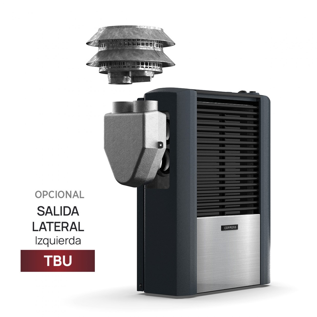 Imagen Calefactor Tbu Coppens 4000 Cal Salida Vertical Izquierda