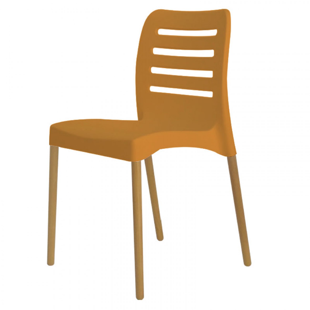 Imagen Silla De Diseño Comedor Sit Mobili 333 Ambar Patas Madera Naranja