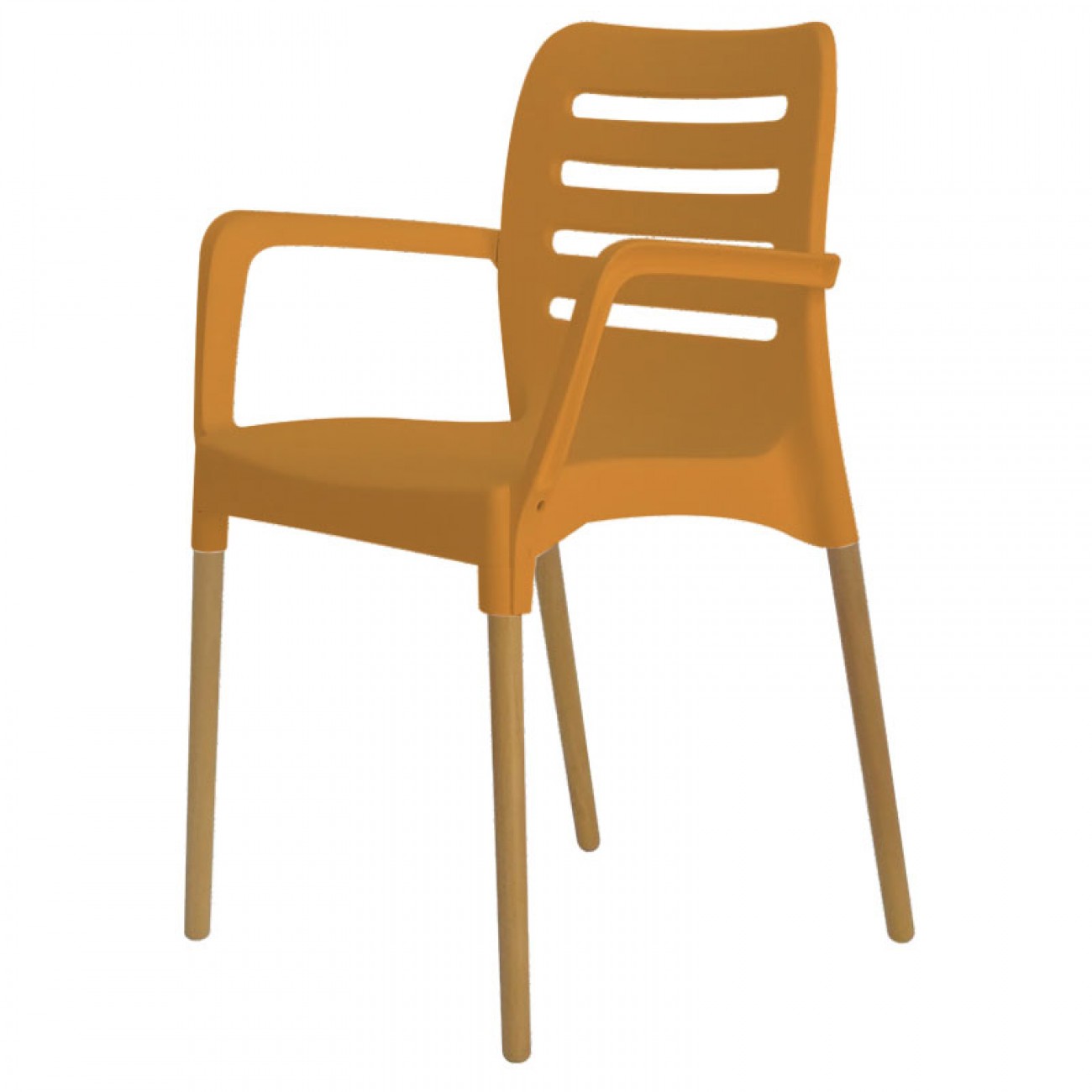 Imagen Sillón De Diseño Comedor Sit Mobili 363 Ambar Patas Madera Naranja