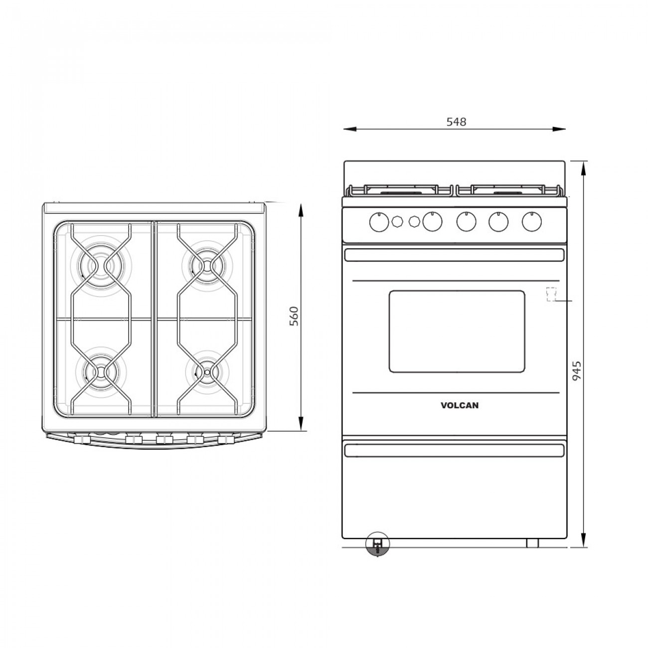 Imagen Cocina Multigas Volcan 87643v 4h 55cm Luz Encendido Blanca