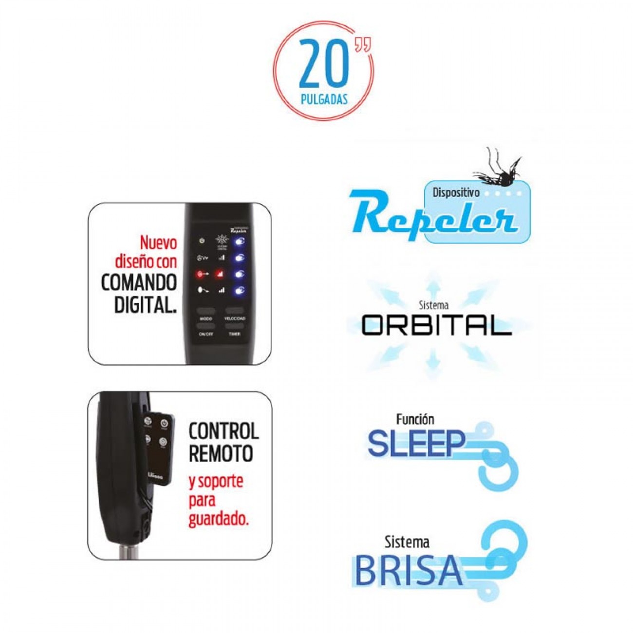 Imagen Ventilador De Pie 20 Liliana Vpd20r Digital Control Remoto