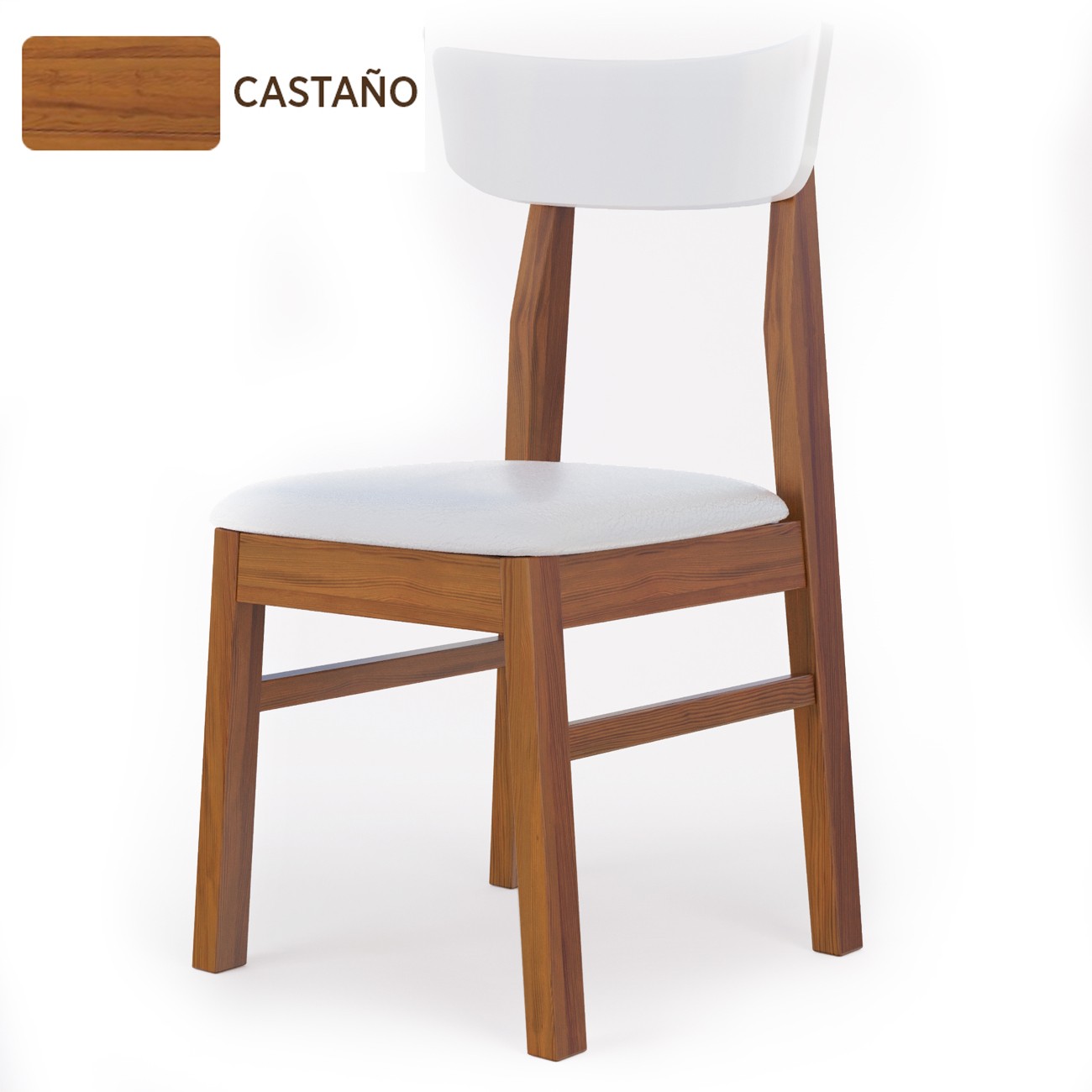 Imagen Silla Comedor Inmacol 140 Mediterraneo Curva Tapizada Madera Castaño