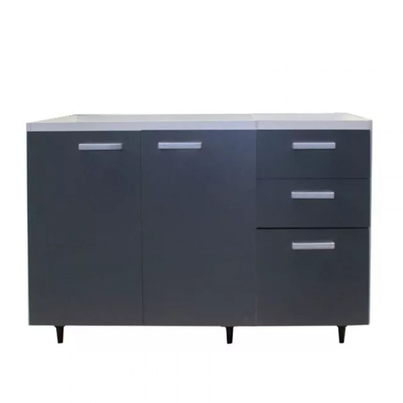 Imagen Bajo Mesada Platinum 3006 1.40 Mts Blanco Con Gris Grafito