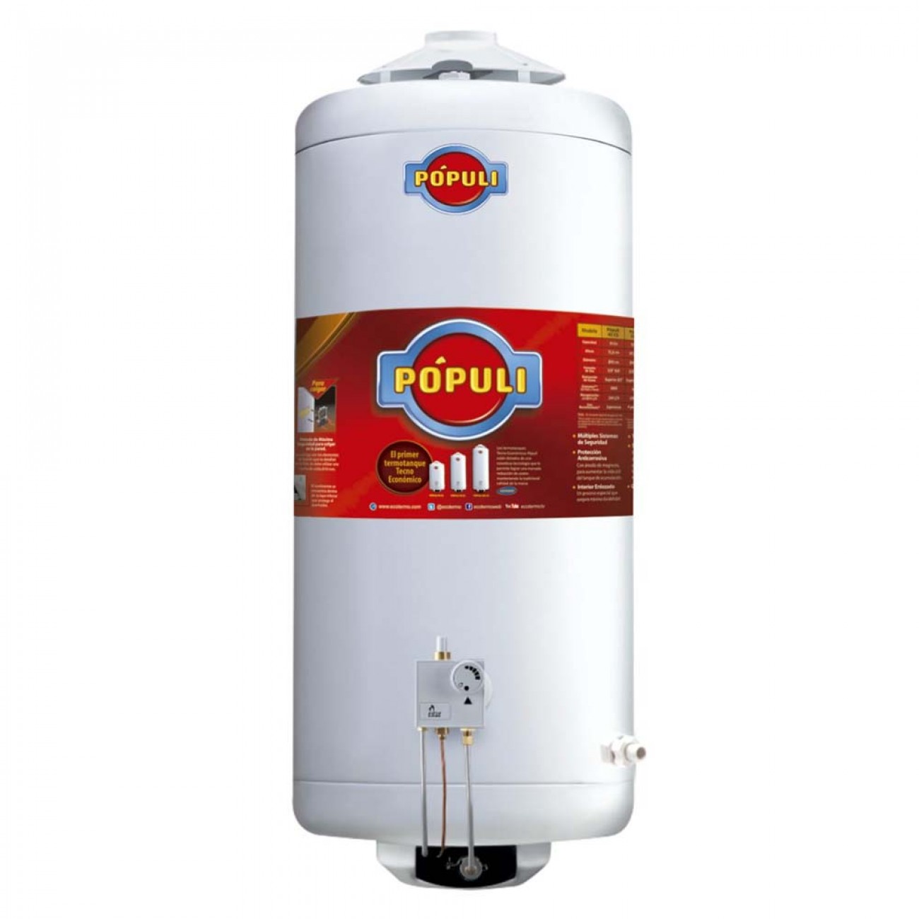Imagen Termotanque A Gas Ecotermo Populi 70 C/sup 70 Lts Gn