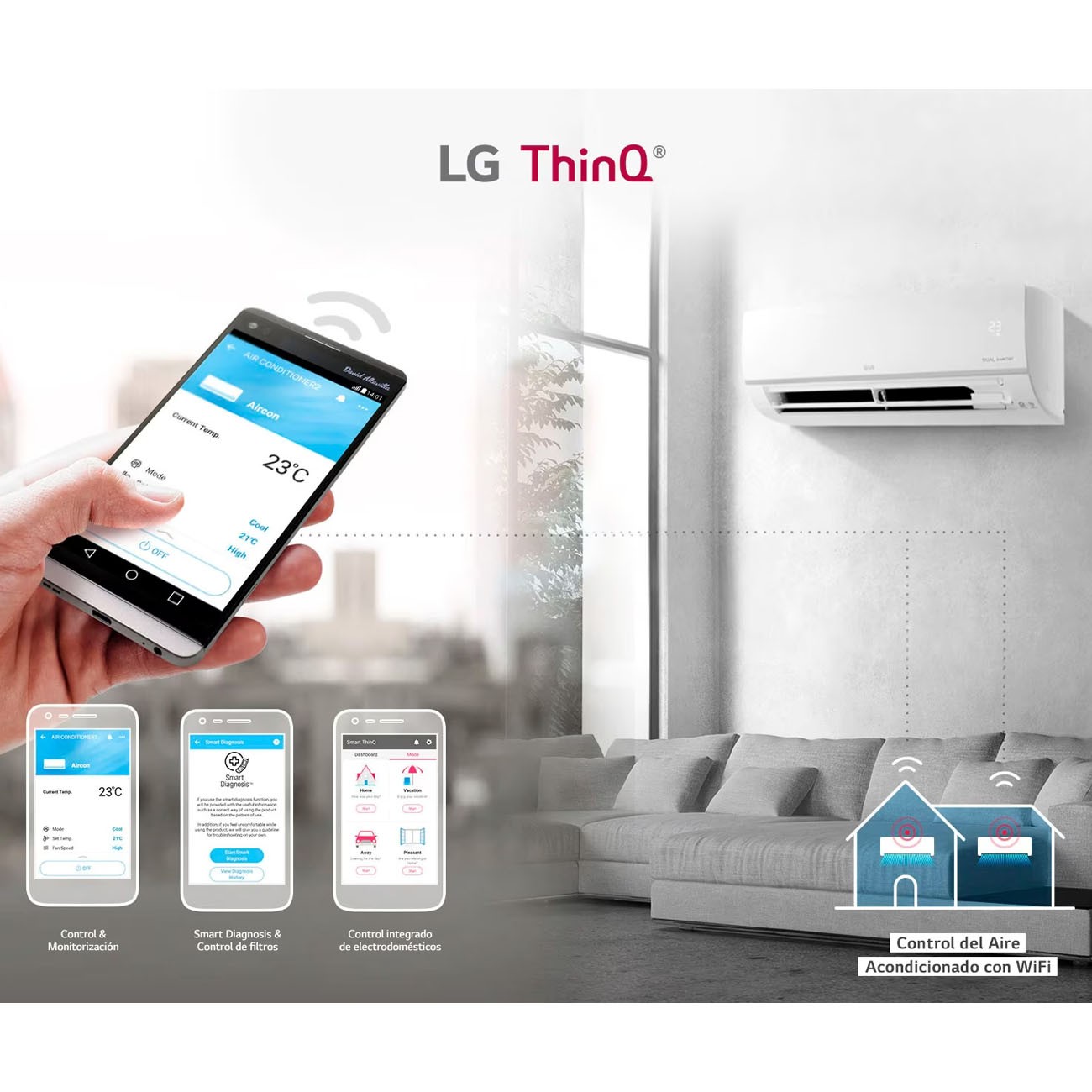 Imagen Aire Acond Split Inverter Lg S4-w18kl31a 5275w Wifi Blanco