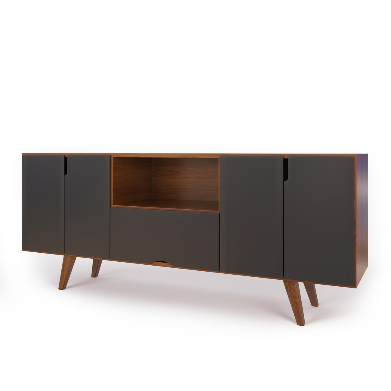 Imagen Rack De Tv Inmacol 150 Escandinavo 180x60x42 Castaño Y Gris