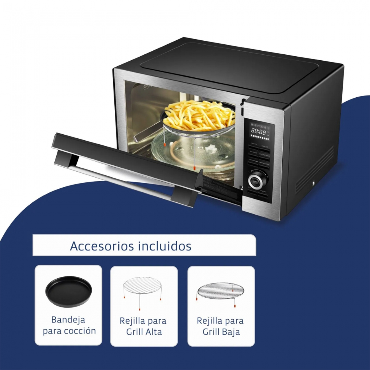 Imagen Microondas Con Freidora Bgh B330dfn24 30l Grill Digital Inox