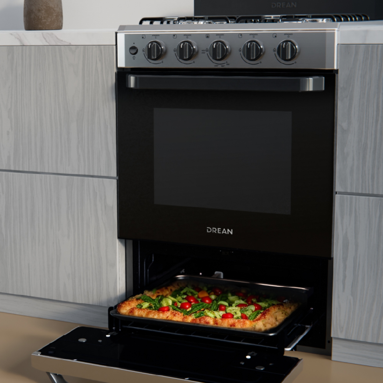 Imagen Cocina A Gas Drean Cd5603ai0 4 Hornallas Multigas Acero Inox