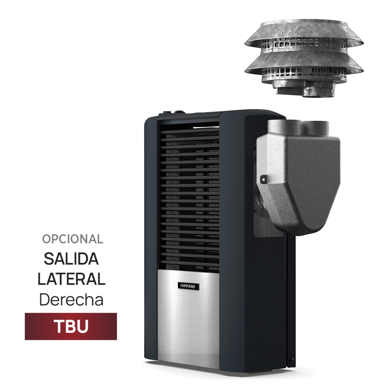 Imagen Calefactor Tbu Coppens 2500 Cal Salida Vertical Derecha