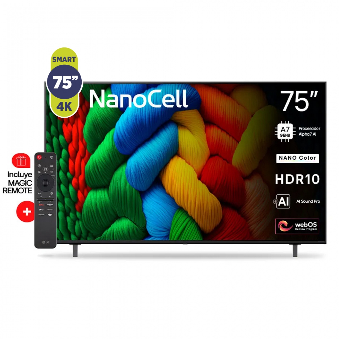 Imagen Smart Tv 75" 4k Lg 75nano80asa Web Os